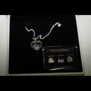 Pandora Silver Floating Heart Locket with Charms